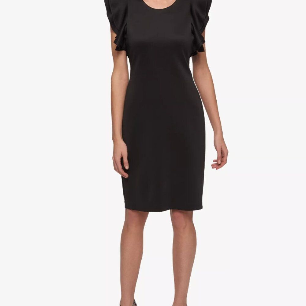 Tommy Hilfiger Black Midi Dress with Ruffle Sleeves Work School Office Small 2